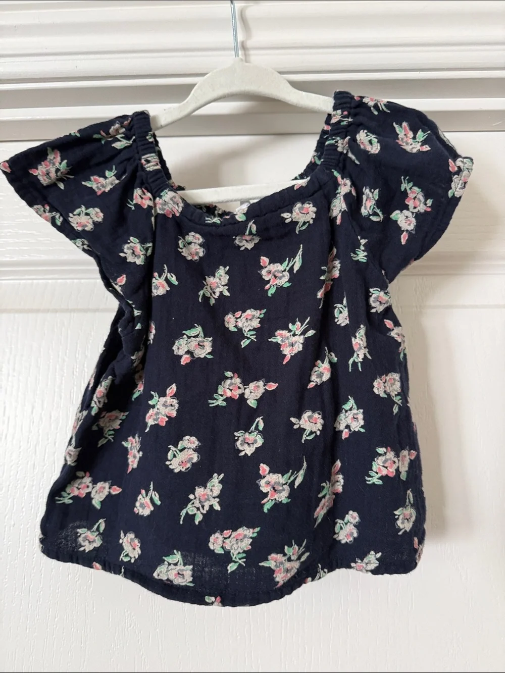 GAP Navy Floral Flutter Sleeve Top for Girls